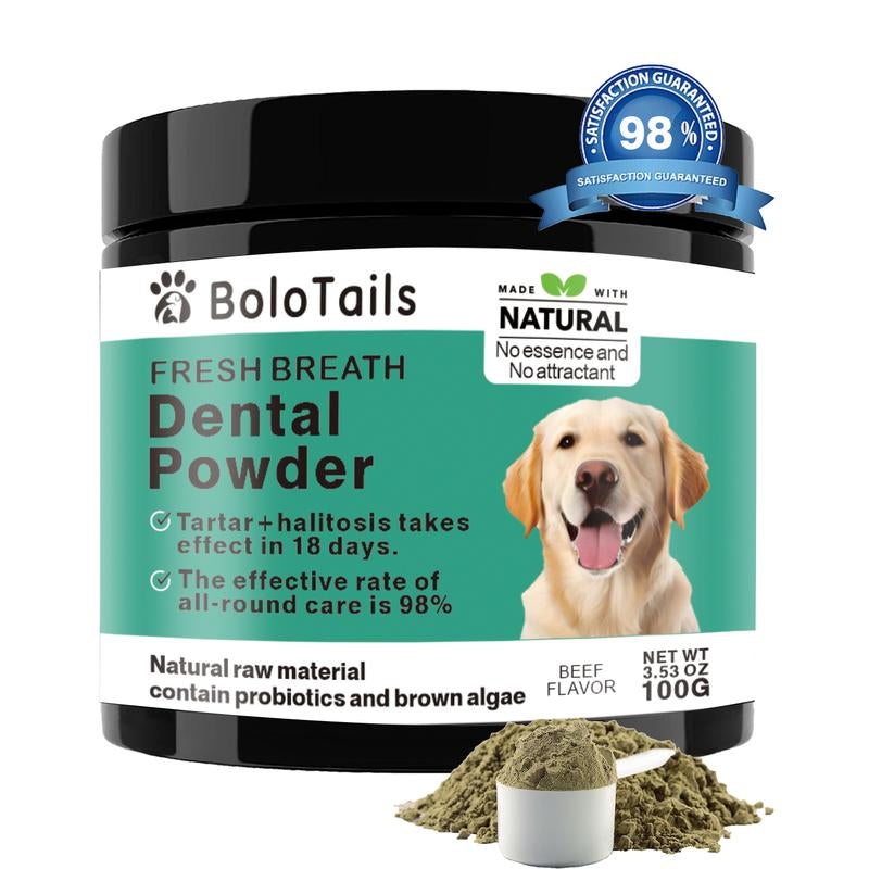 Bolo Tails Dental Powder, Breath Freshener and Teeth Cleaning Dental Care for Dogs, Plaque Tartar Remover- the Vet-Approved Dental Powder That Makes Dog Teeth Care Effortless