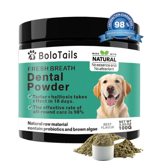 Bolo Tails Dental Powder, Breath Freshener and Teeth Cleaning Dental Care for Dogs, Plaque Tartar Remover- the Vet-Approved Dental Powder That Makes Dog Teeth Care Effortless